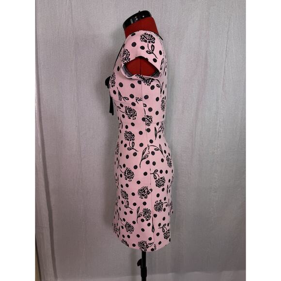 Vintage ZOKAI Womens Dress Pink Black Size Small Midi Floral Sheath Y2K D908 - Picture 3 of 9